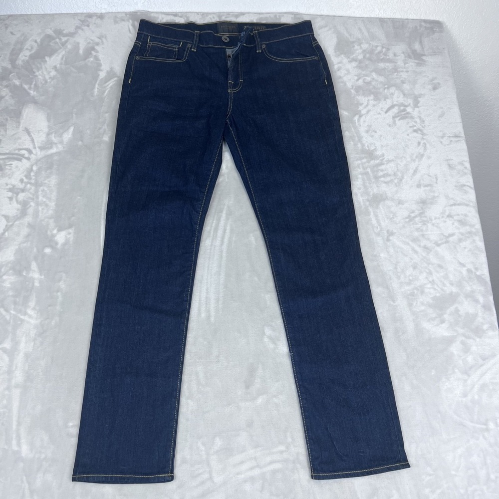 Outpost Makers Jeans Mens 34x32 Blue Dark Wash Denim Button Fly Straight Casual